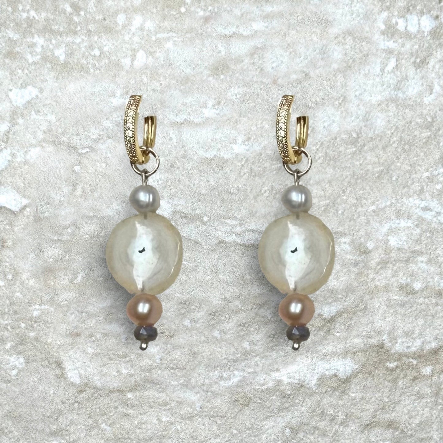 Naked Beach Quartz & Pearl Earrings