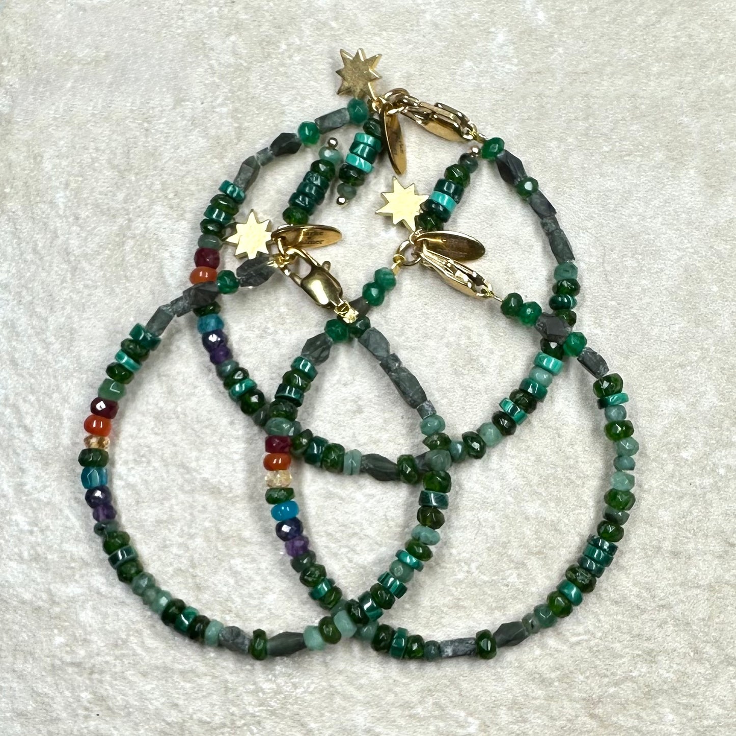 Emerald Rainbow Gemstone Bracelet