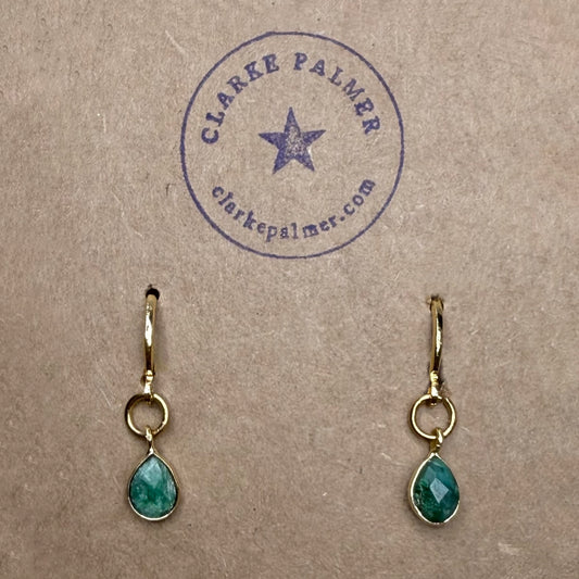 Briolette Drop Earrings - Emerald, Gold Vermeil - CLARKE PALMER