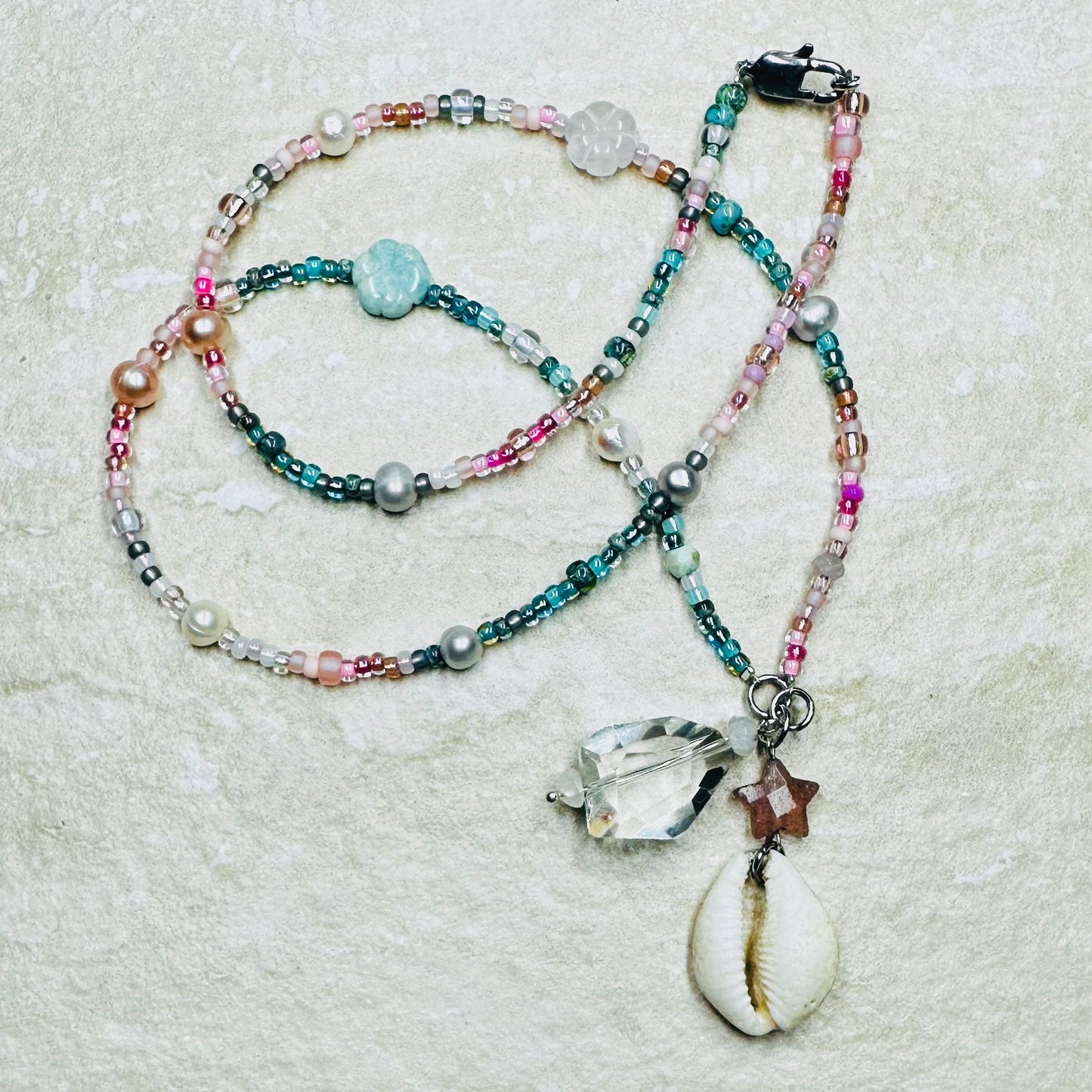 Heavenly Love Miyuki & Pearl Charm Necklace