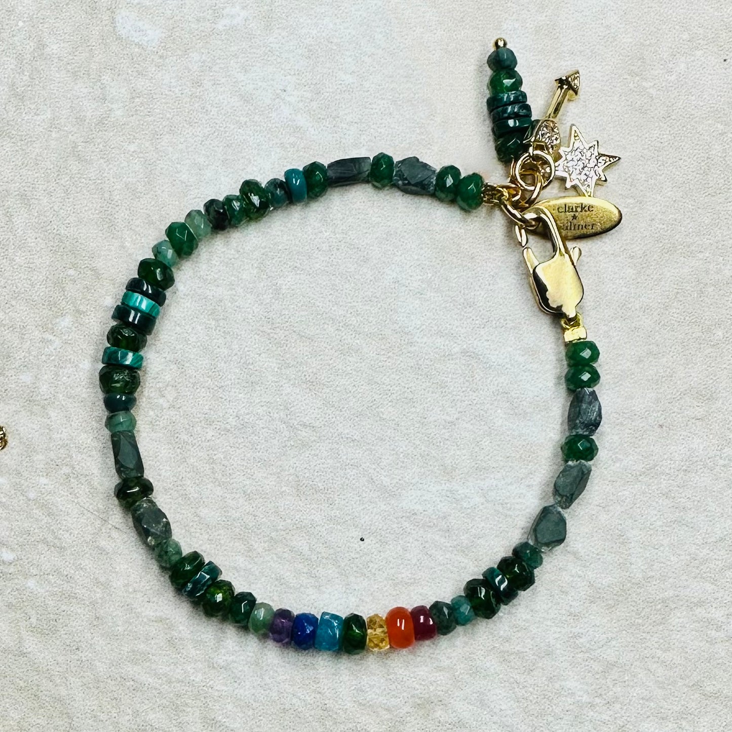Emerald Rainbow Gemstone Bracelet