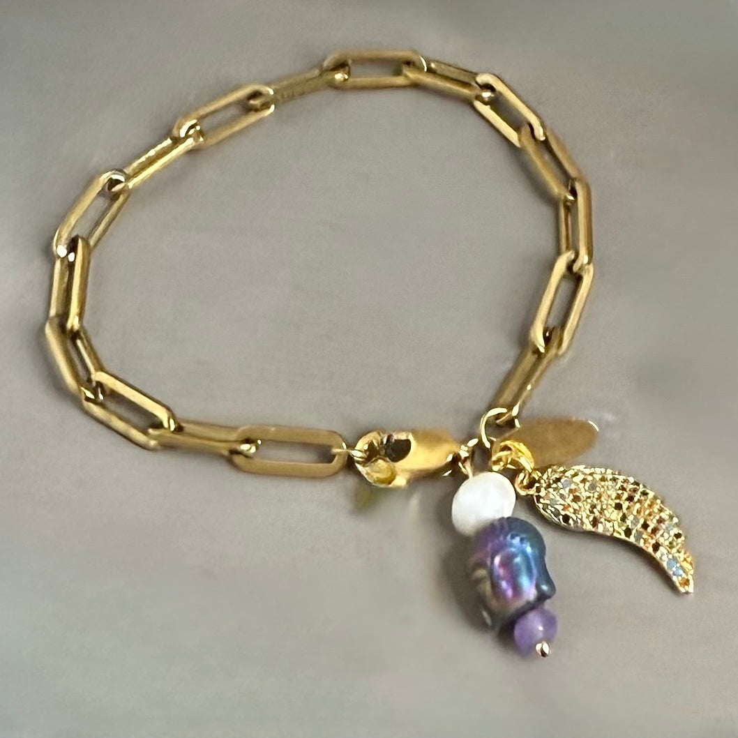 Paperclip 22kt Gold Vermeil Charm Bracelet