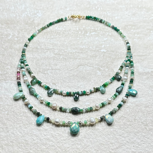 Emerald, Pearl and Ruby Everything Necklace
