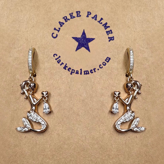 Naked Beach Mermaid CZ Earrings