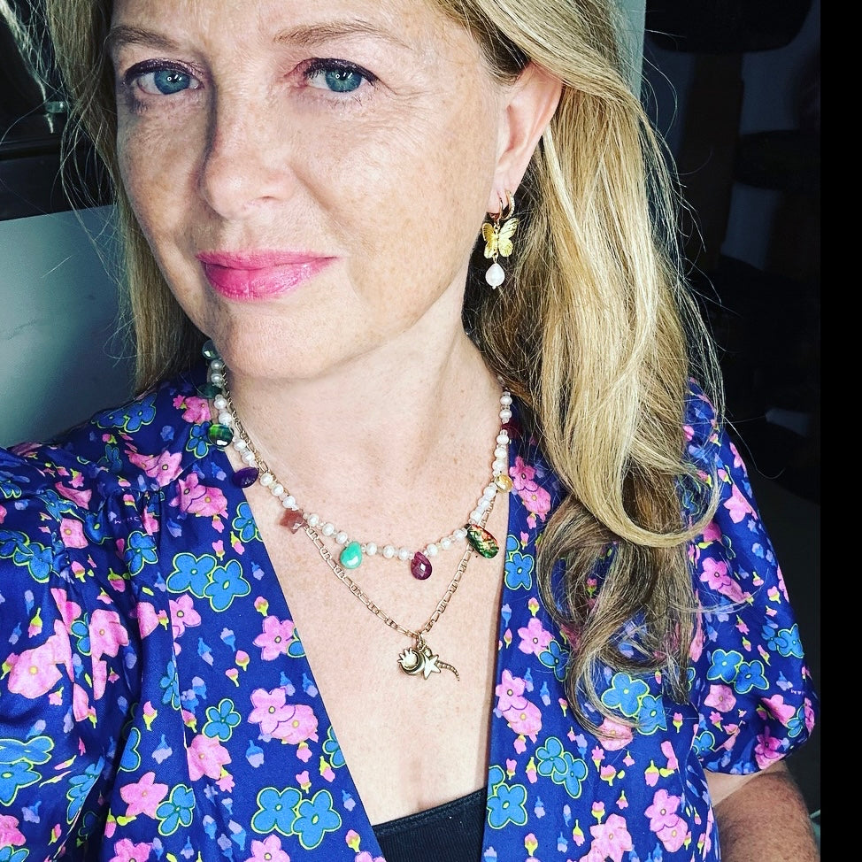 Golden Butterfly Drop Pearl Earrings