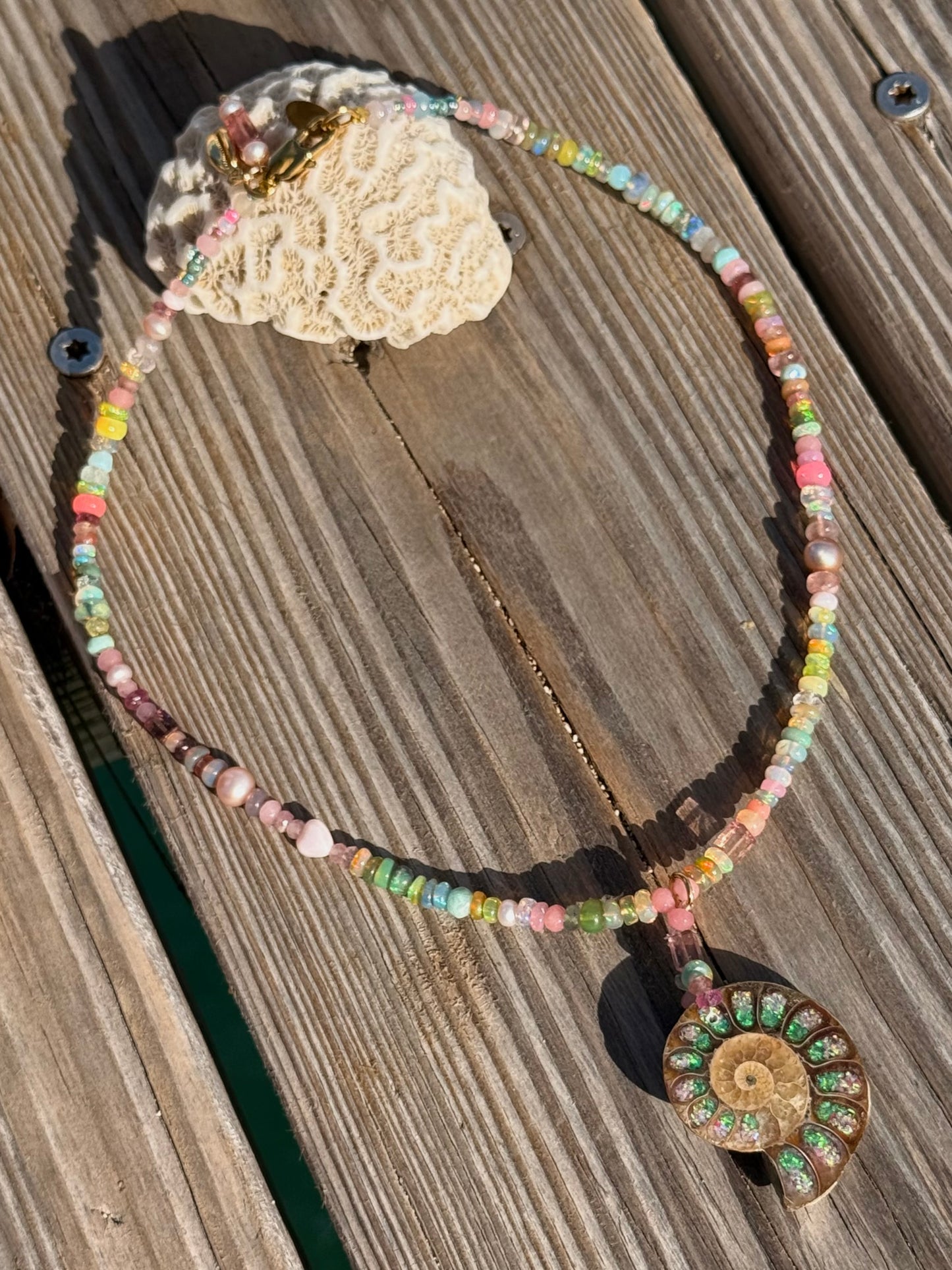 Ammonite Gemstone Beaded Necklace