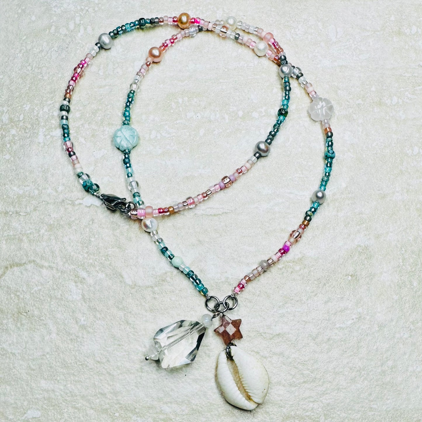 Heavenly Love Miyuki & Pearl Charm Necklace