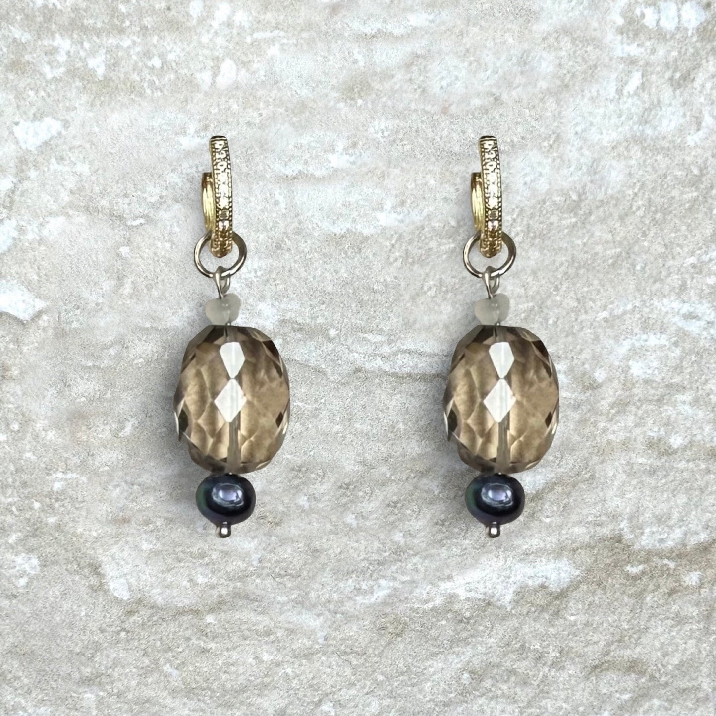 Naked Beach Quartz & Pearl Earrings