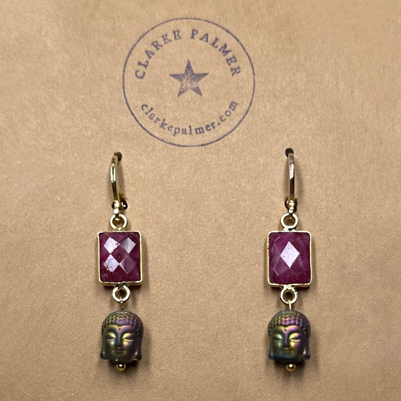 Ruby & Buddha Drop Earrings