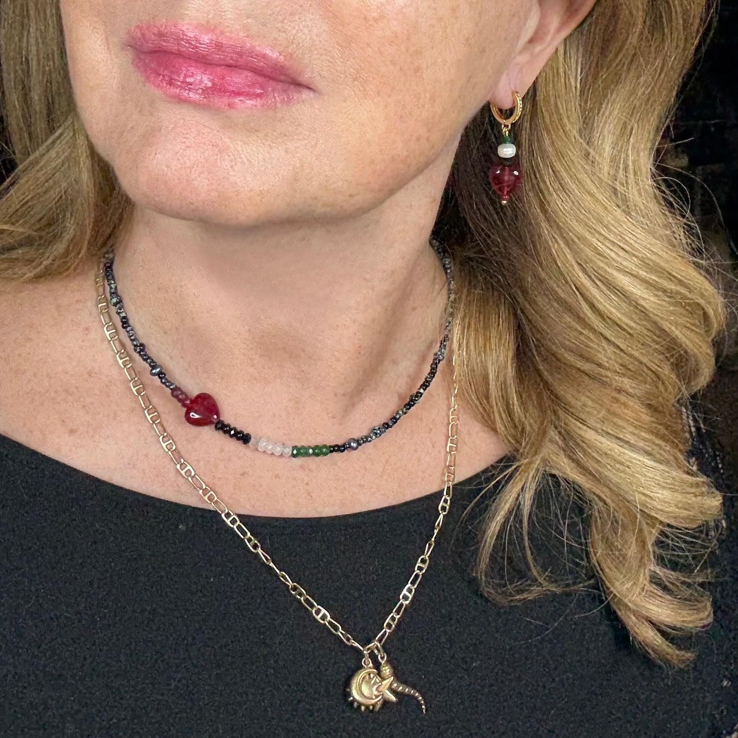 Gaza Love Drop Chalcedony by Heart Earrings