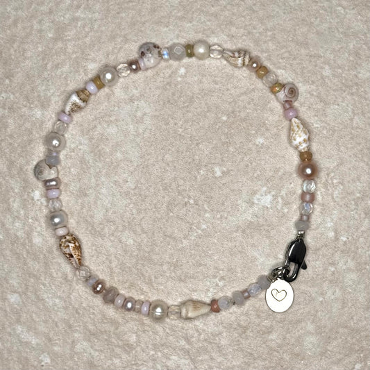 Naked Beach Shell & Opal Charm Anklet