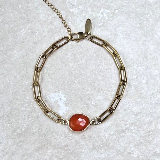 Lerici Sunset Paperclip Bracelet | Handmade Carnelian | Gold Vermeil Jewellery | Clarke Palmer