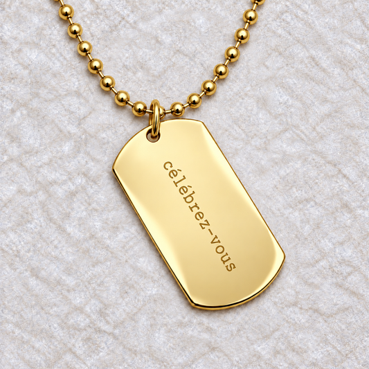 Libre D’Être Dog Tag Necklace | Gold Vermeil | CLARKE PALMER