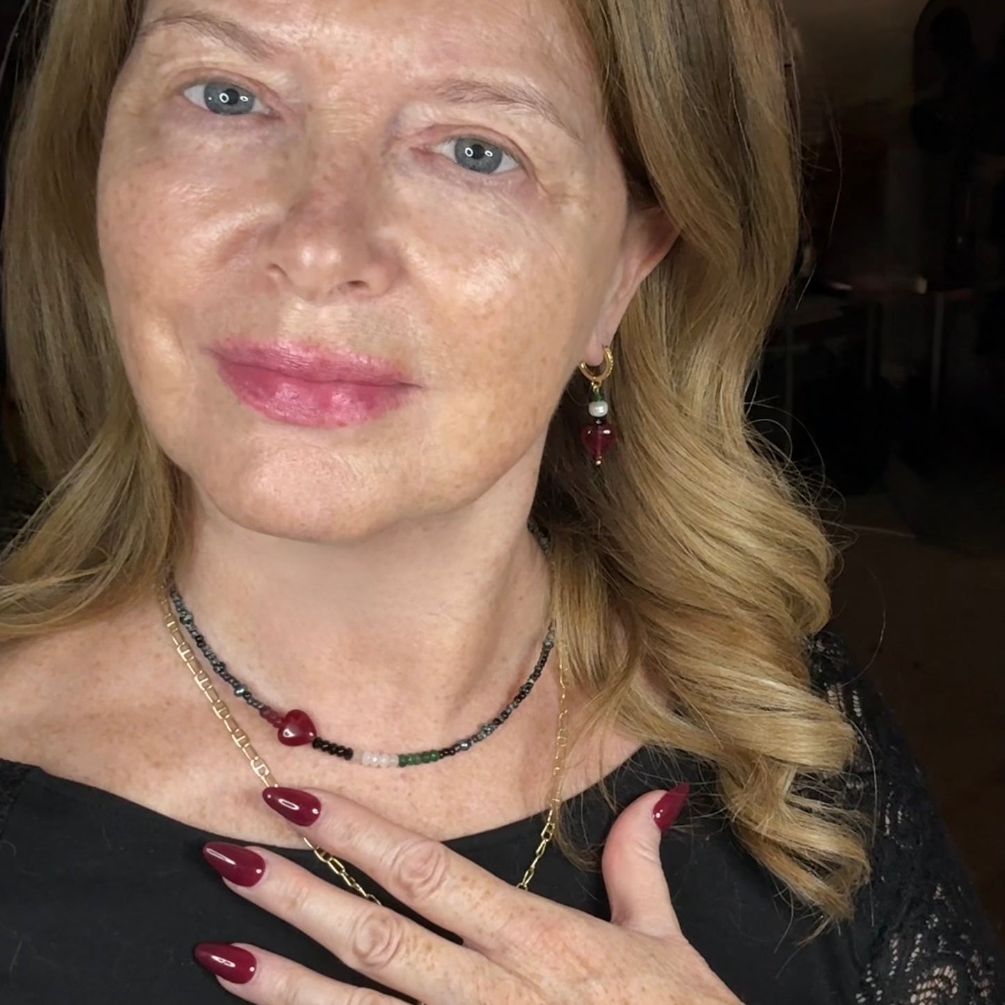 Gaza Love Drop Chalcedony by Heart Earrings