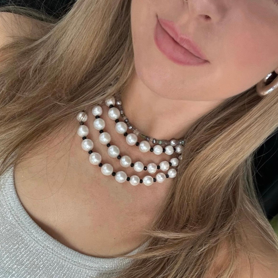 Large Pearl & Spinel Necklace