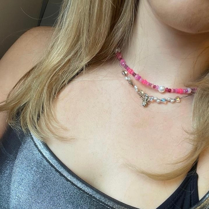 Ombré Pink Gemstone Bespoke Necklace