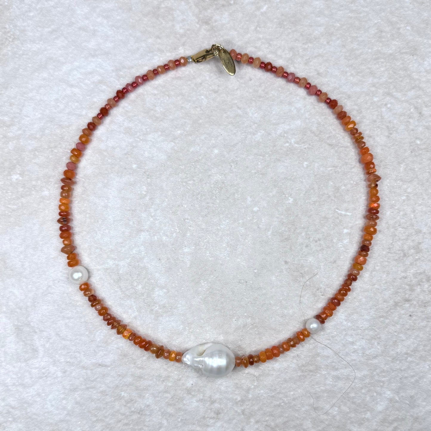 Tangerine Burst Lumière Necklace | Baroque Pearl | Carnelian & Opal | CLARKE PALMER