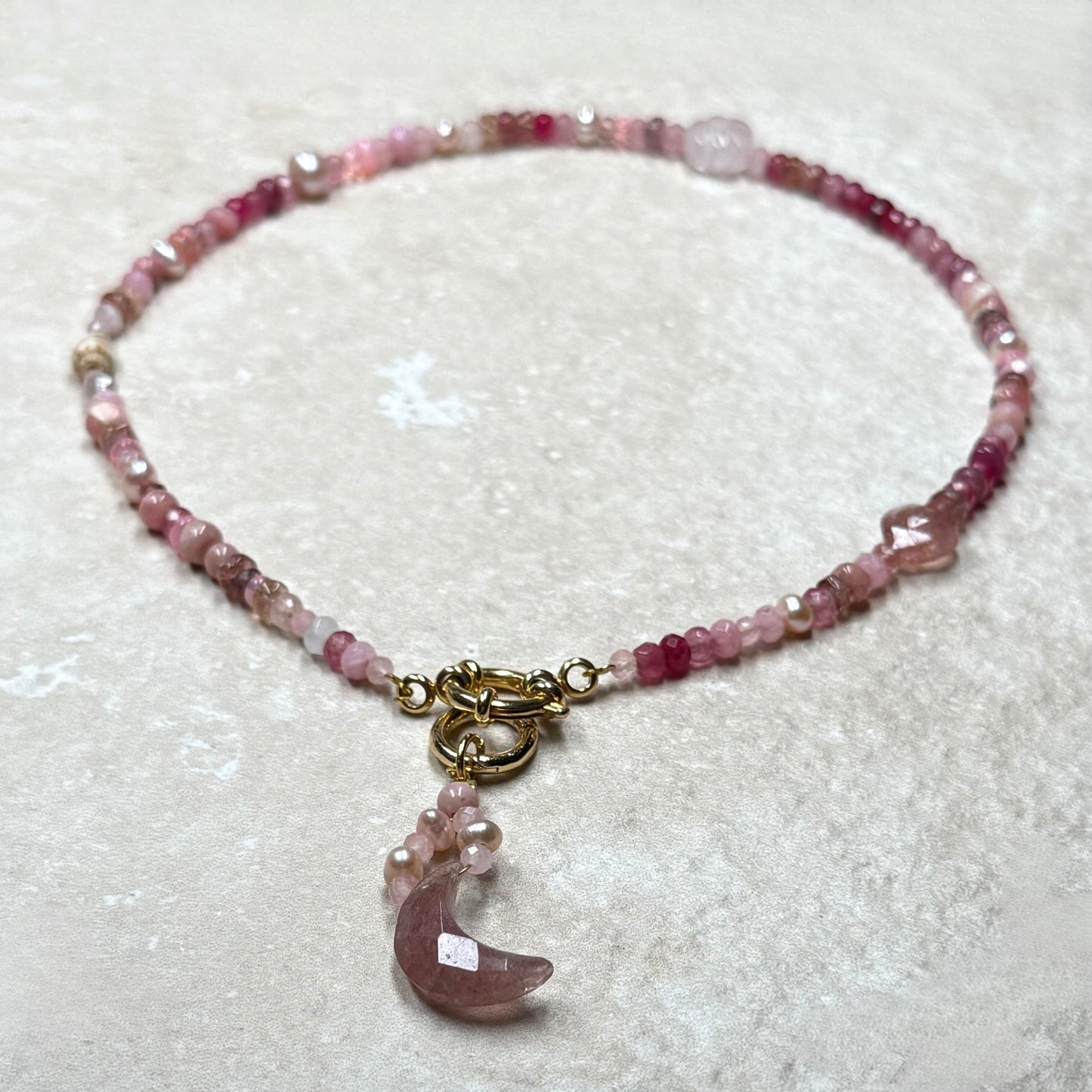 Naked Beach Opal, Ruby, Pearl, Ombré Necklace
