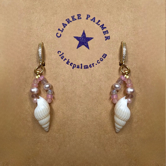 Naked Beach Rose Quartz, Opal, Pearl and Shell Earrings