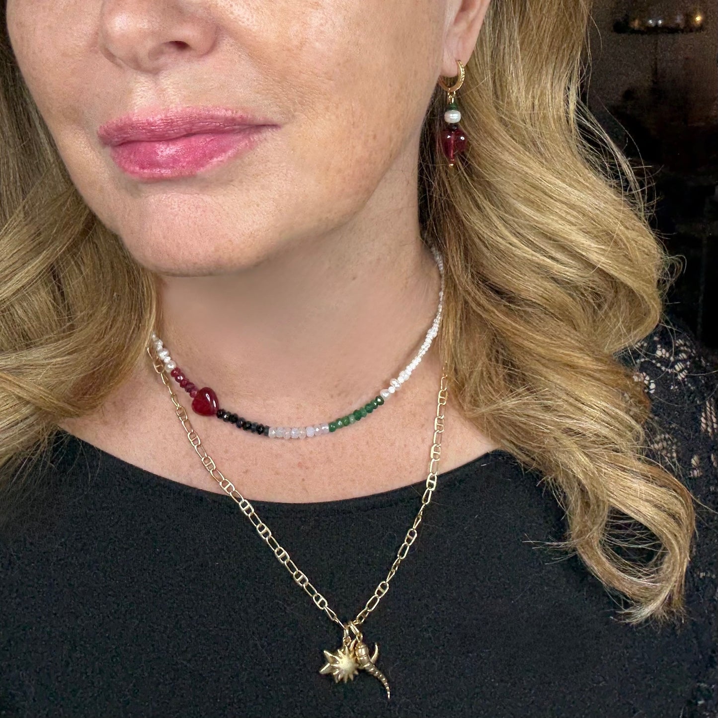 Gaza Love Drop Chalcedony by Heart Earrings