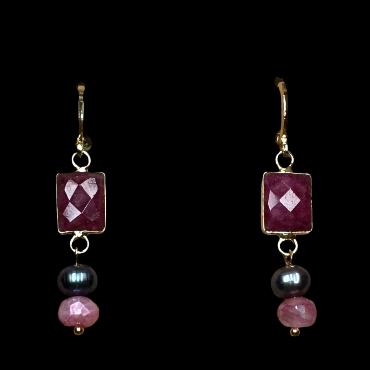 Ruby & Pearl Earrings