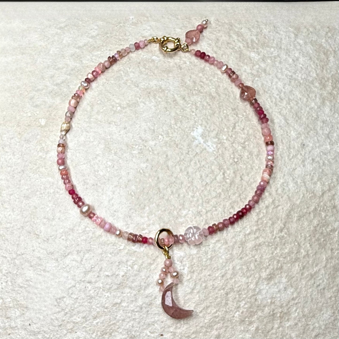 Naked Beach Opal, Ruby, Pearl, Ombré Necklace