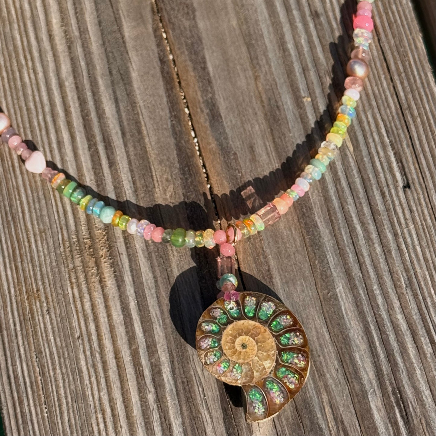 Ammonite Gemstone Beaded Necklace
