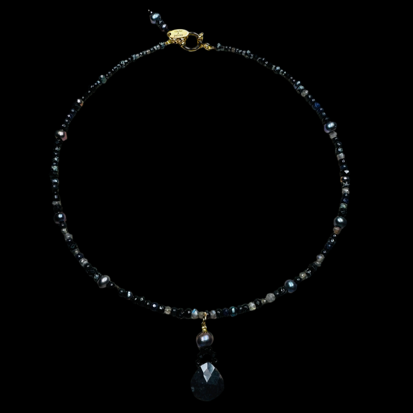 Black pearl & spinel beaded bracelet