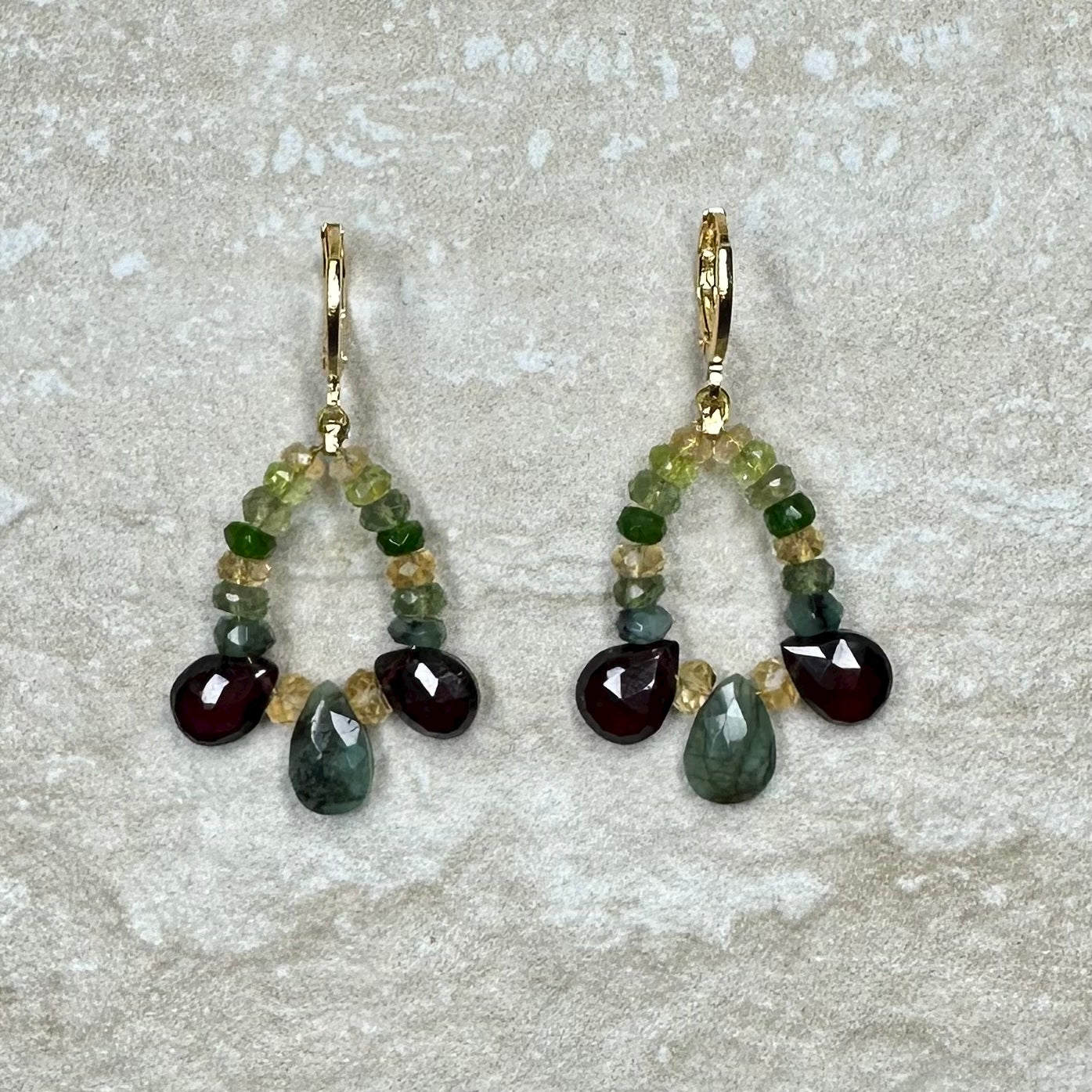 Eden Garnet Emerald Citrine Earrings