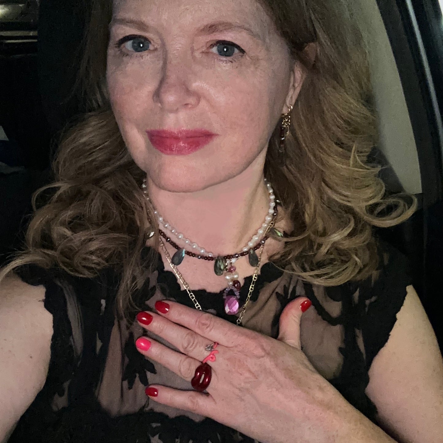 Labradorite Briolette Ruby Garnet Drop Earrings