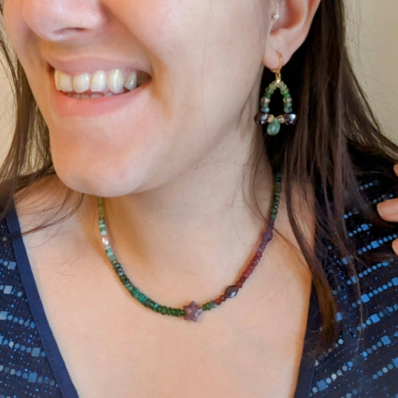 Eden Garnet Emerald Citrine Earrings