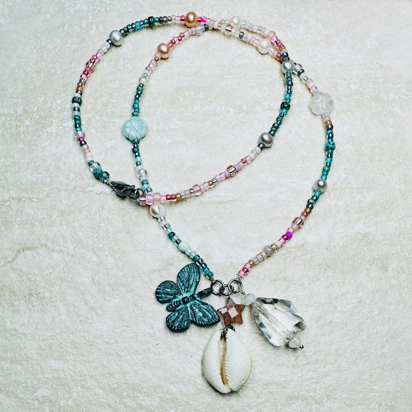 Heavenly Love Miyuki & Pearl Charm Necklace