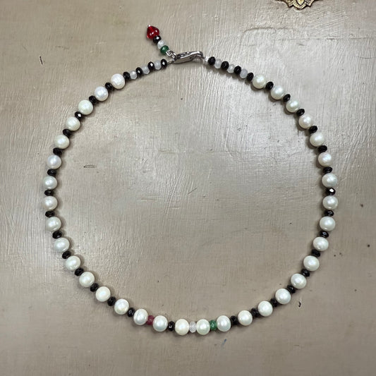 Gaza Love Spinel and Pearl Necklace