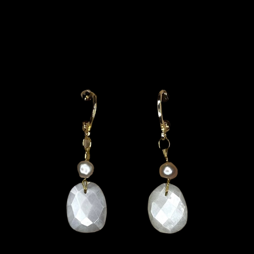 Cloud 9 Moonstone and Pearl Earrings