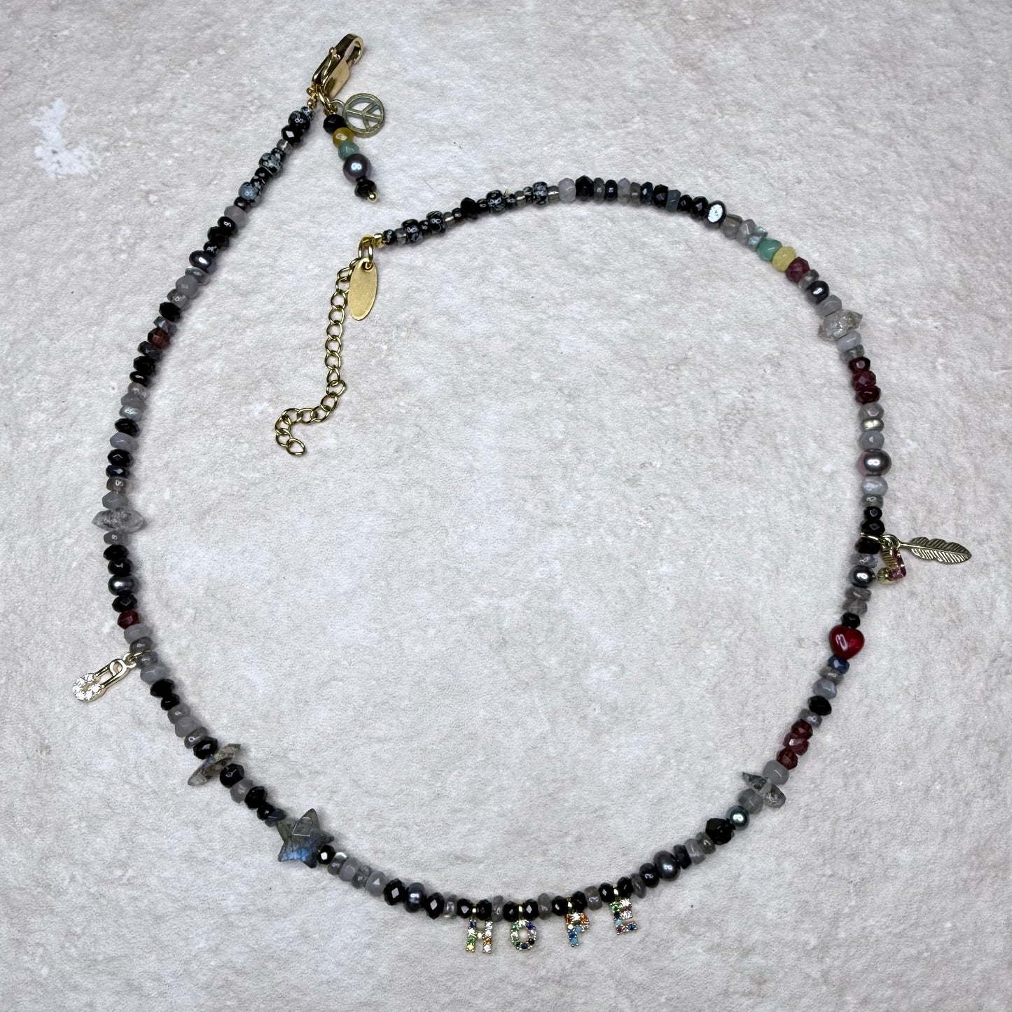 Chain of Hope ‘Wear Your Heart’ Heart/Hope Necklace | Ruby, Garnet & Mixed Gemstone Necklace | Handmade Jewellery | CLARKE PALMER