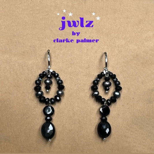 Tish Onyx Spinel & Pearl Earrings