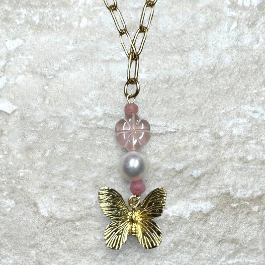 Butterfly Pearl Necklace