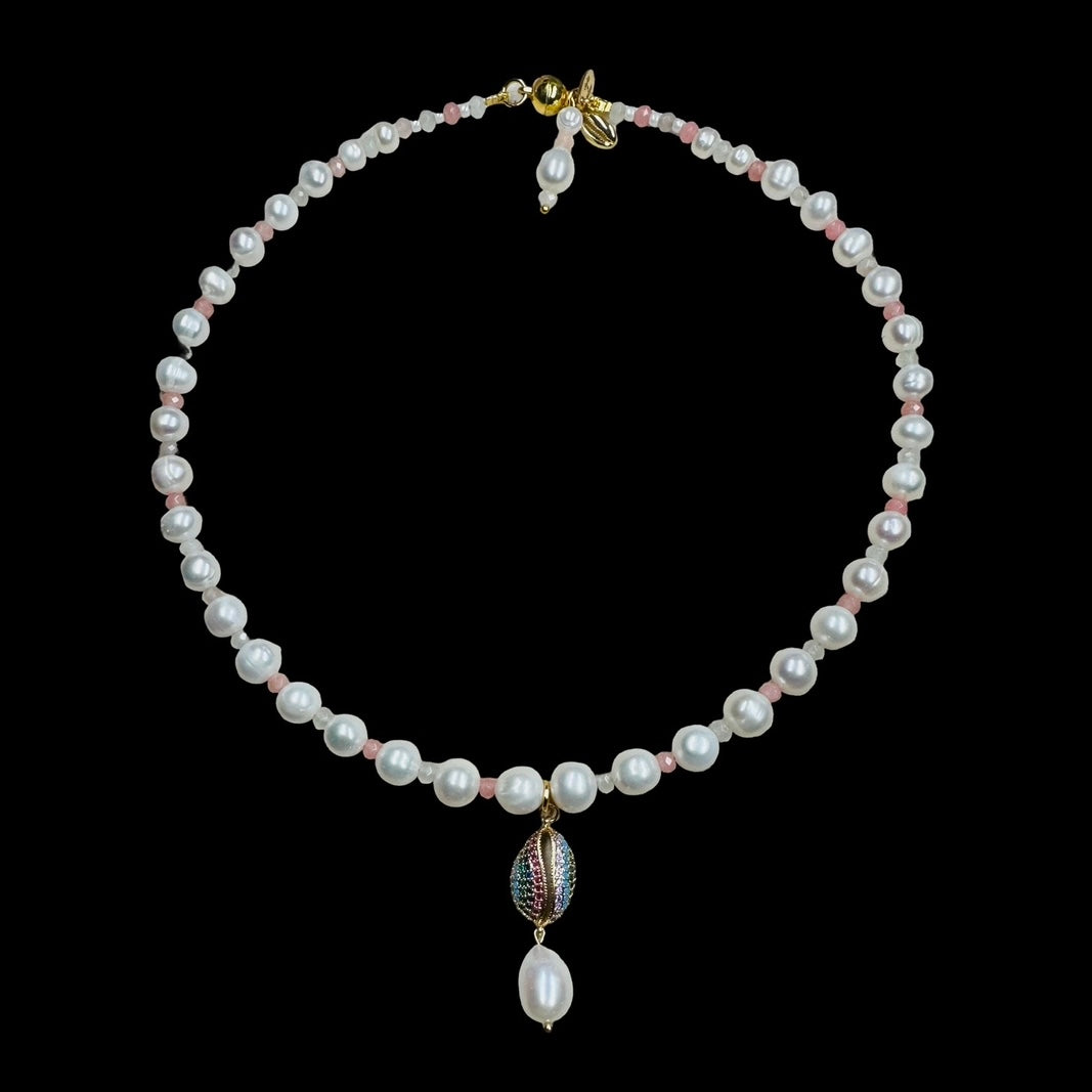 Pearl Teardrop Shell Pendant Necklace