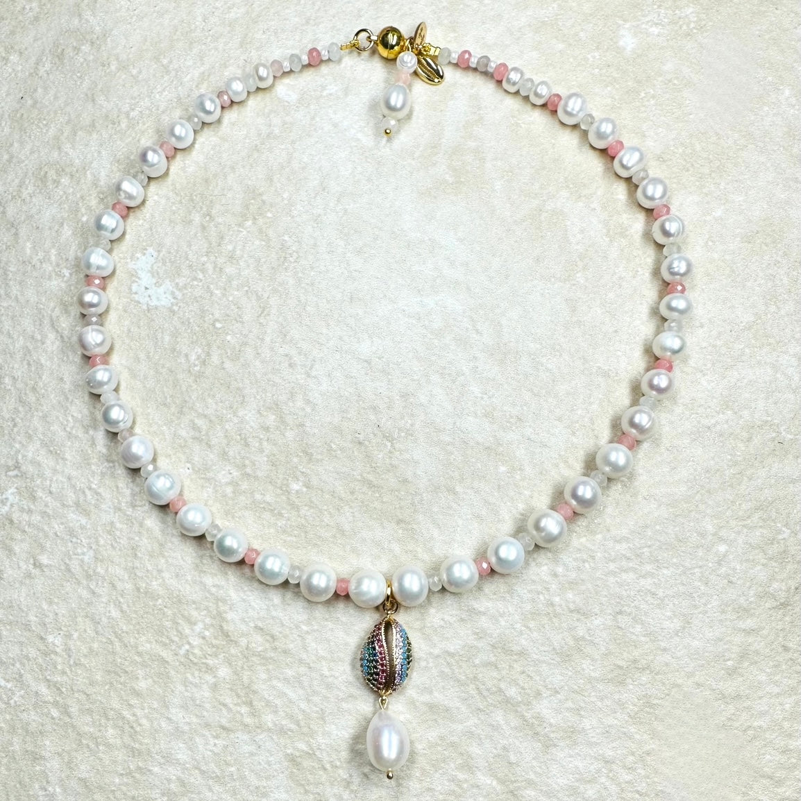 Pearl Teardrop Shell Pendant Necklace