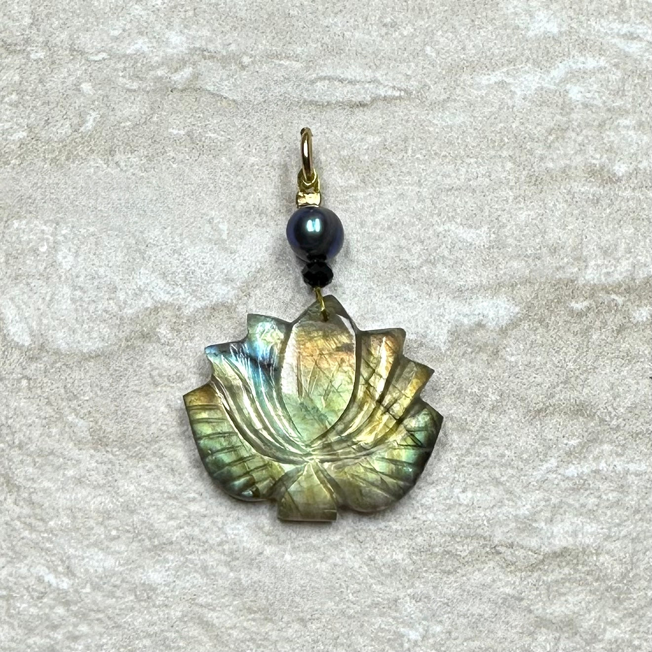 Black Pearl Spinel & Moonstone Pendant Necklace