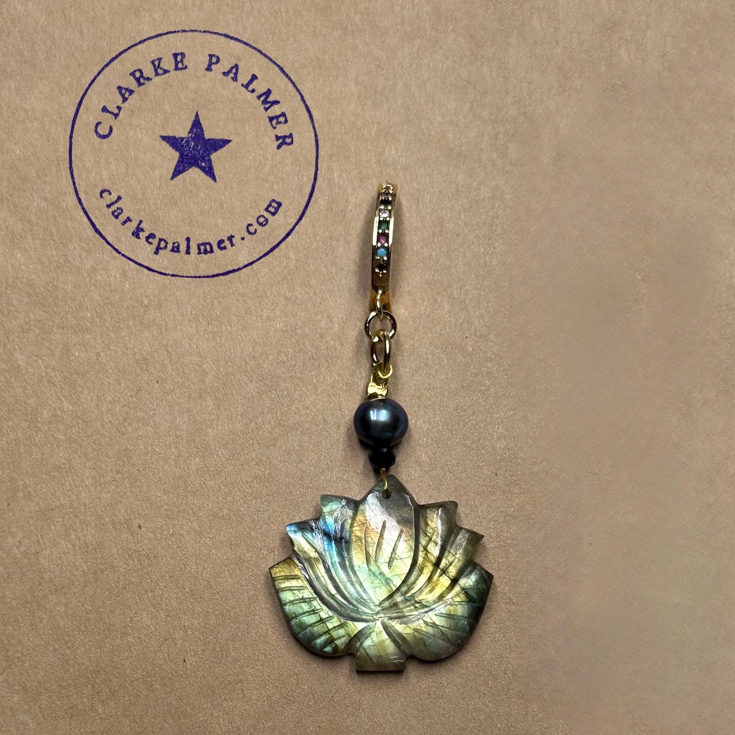Labradorite Lotus & Pearl Earrings
