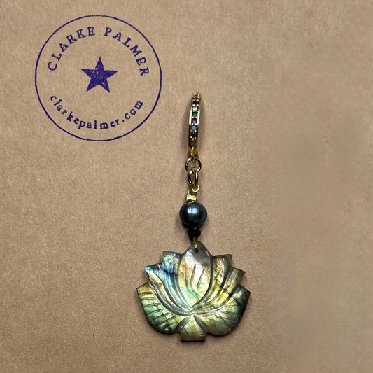 Labradorite Lotus & Pearl Earrings
