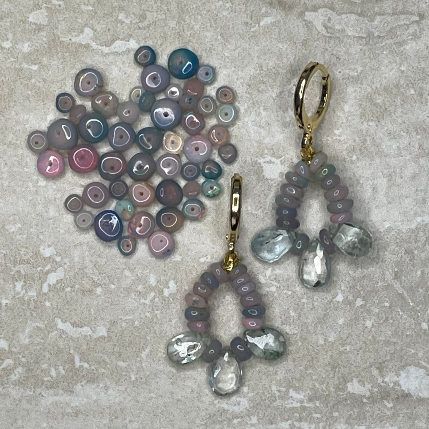 'Aurora' Opal and Aquamarine Earrings