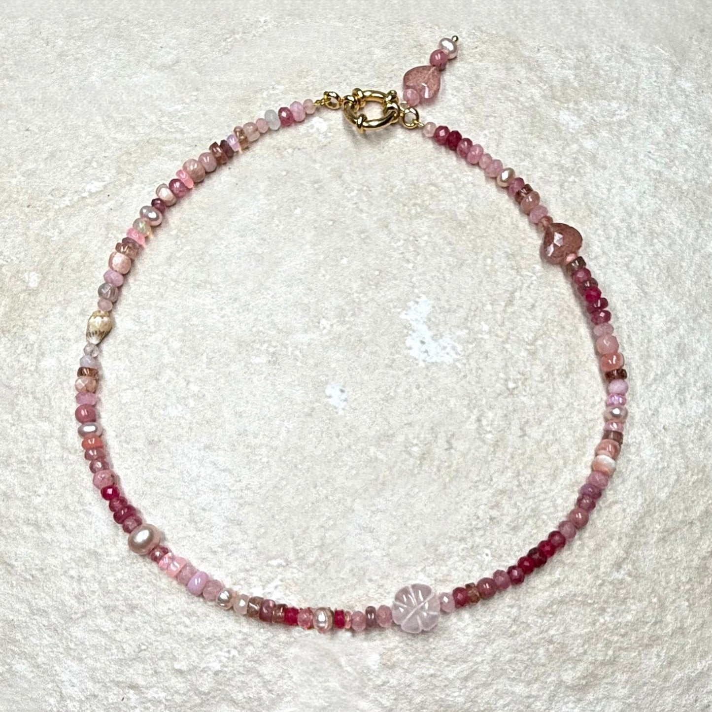 Naked Beach Opal, Ruby, Pearl, Ombré Necklace