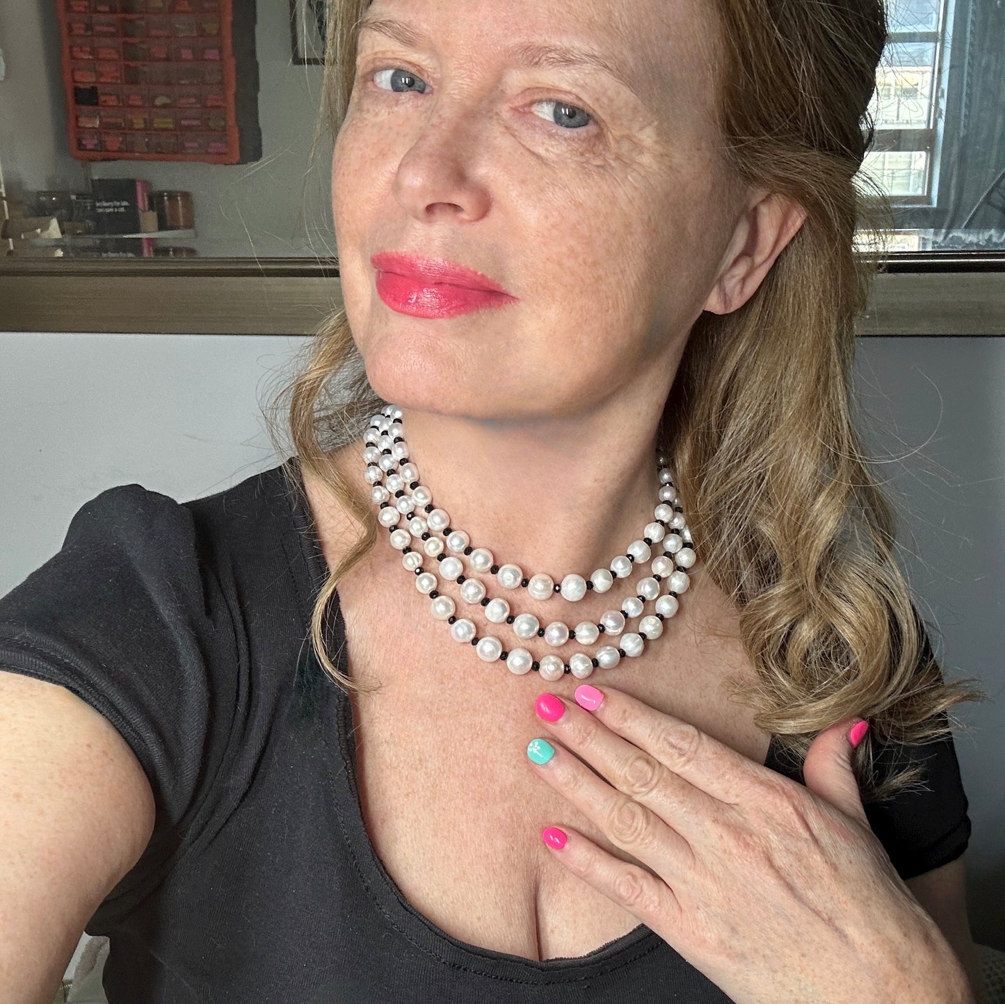 Large Pearl & Spinel Necklace