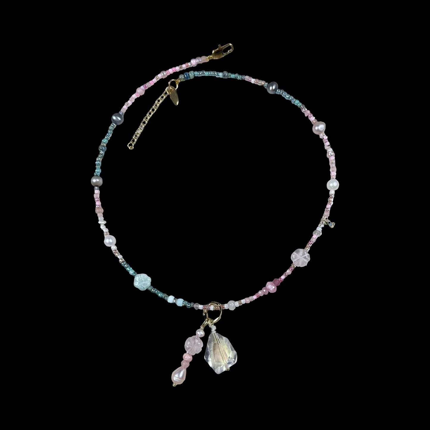 Heavenly Love Necklace - Gemstone, Miyuki Bead, Gold Vermeil Charm - CLARKE PALMER