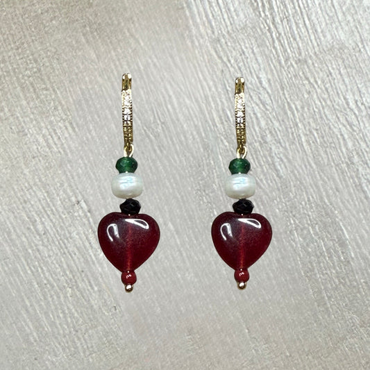 Gaza Love Drop Chalcedony by Heart Earrings