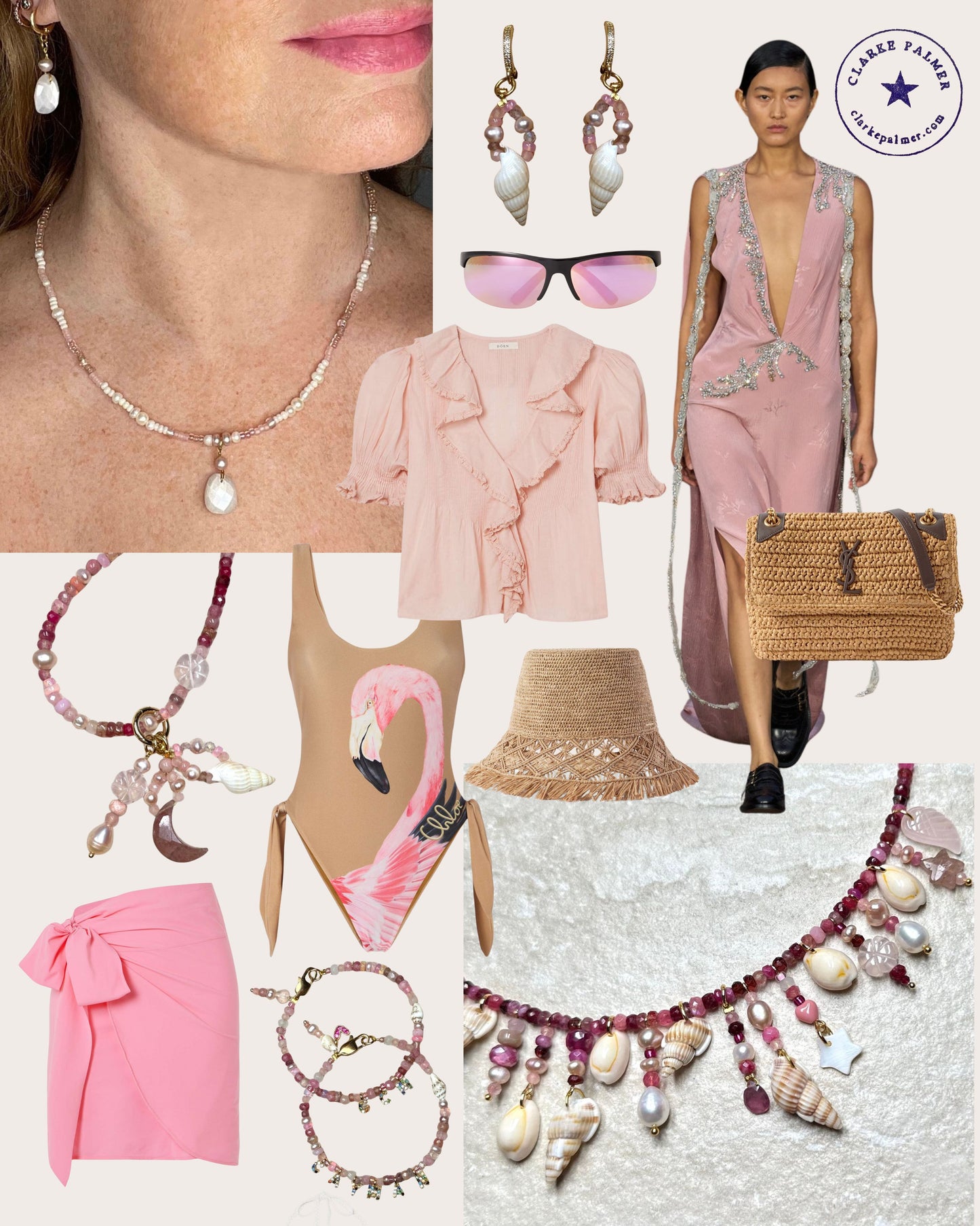 Naked Beach Opal, Ruby, Pearl, Ombré Necklace