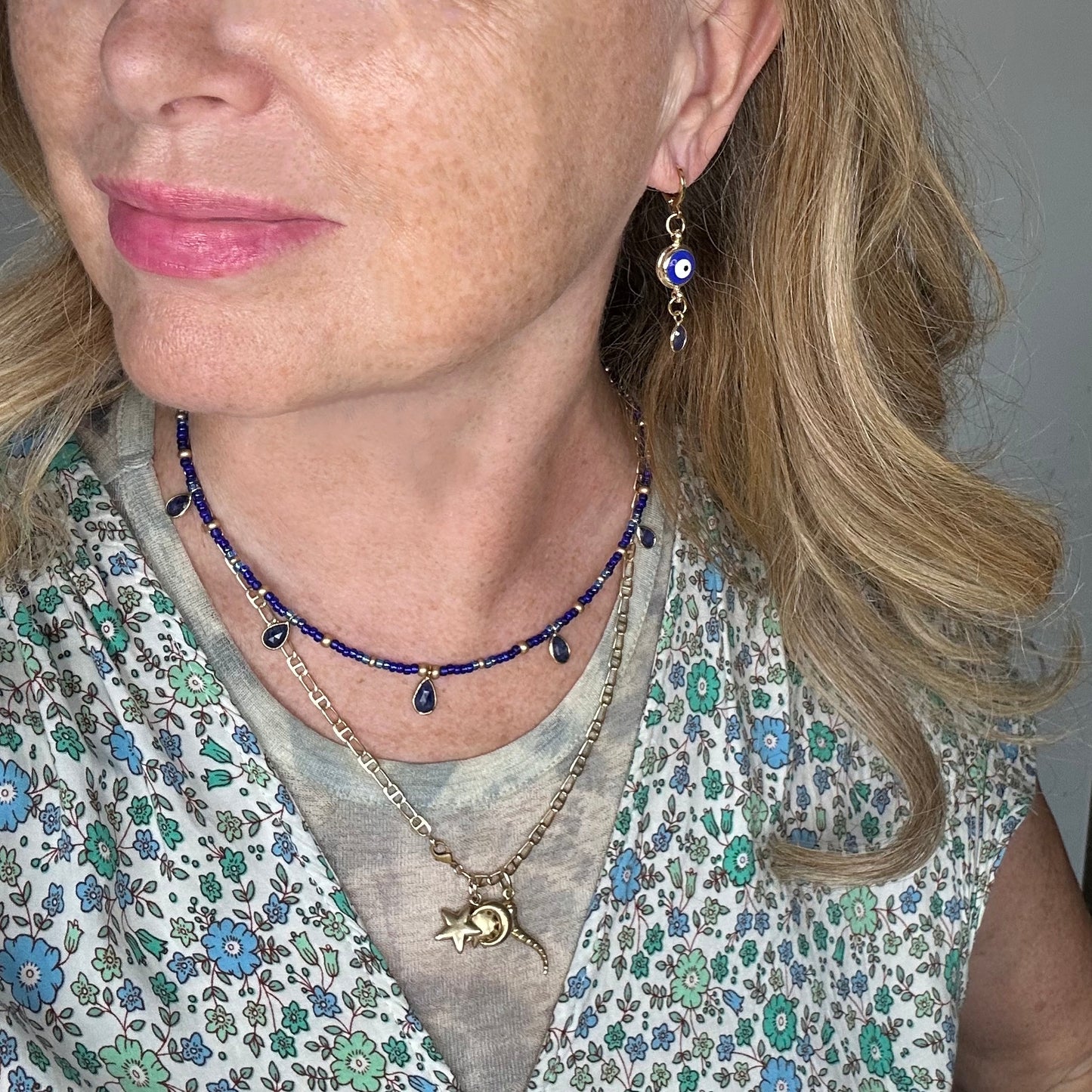 Sapphire Briolette Beaded Necklace