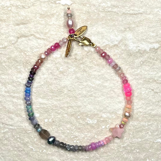 Rose-Violet Opal Gemstone Anklet